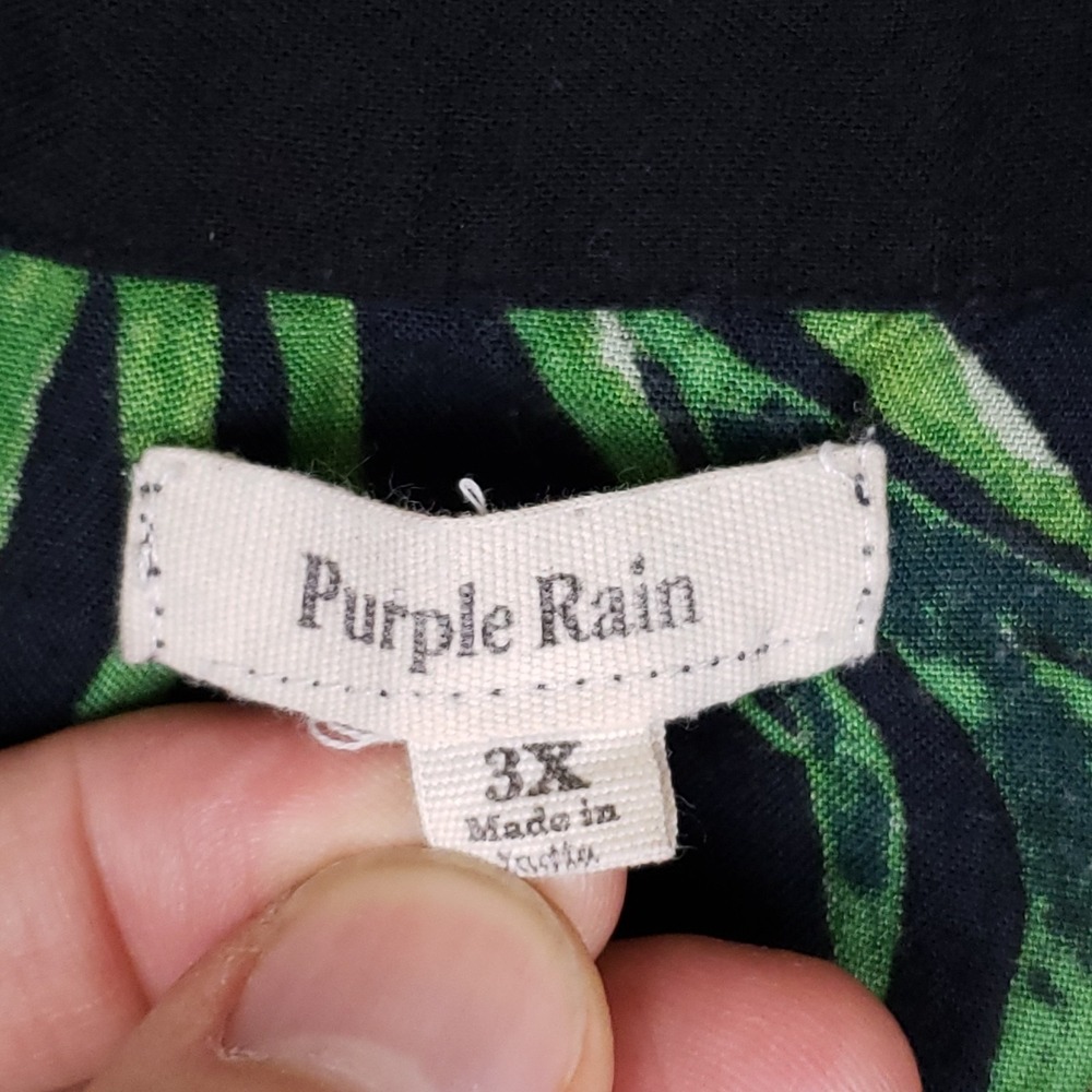 Purple Rain Sleeveless Button Dress 3X Black Tropical Core Resort Wear Boho Chic - Picture 3 of 11